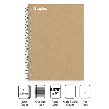 Staples Premium 1-Subject Notebook, 5.875